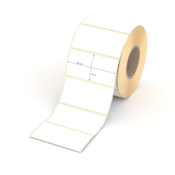 Etikett 68 x 34 mm - Thermopapier weiß leicht ablösbar - 1000 Etiketten pro Rolle - 40 mm Hülse 