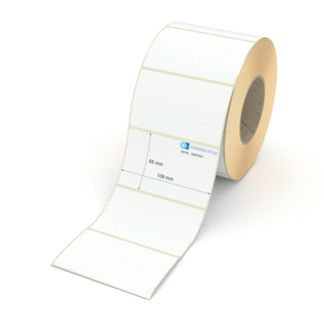 Etikett 109 x 65 mm - Transferpapier weiß permanent - 1700 Etiketten pro Rolle - 76 mm Hülse 