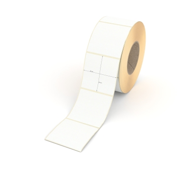 Etikett 80 x 80 mm - Transferpapier weiß permanent - 1500 Etiketten pro Rolle - 76 mm Hülse 
