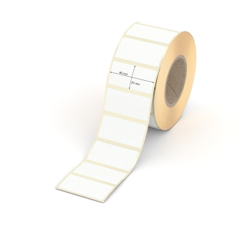 Etikett 40 x 20 mm - Transferpapier weiß permanent - 1250 Etiketten pro Rolle - 40 mm Hülse 
