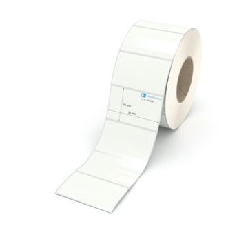 Etikett 92 x 55 mm - PE-Folie weiß permanent - 2000 Etiketten pro Rolle - 76 mm Hülse 