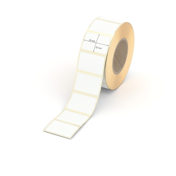 Etikett 32 x 22 mm - Transferpapier weiß permanent - 1050 Etiketten pro Rolle - 40 mm Hülse 