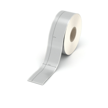 Etikett 29 x 227 mm - Polyester silbern permanent - 150 Etiketten pro Rolle - 25 mm Hülse 