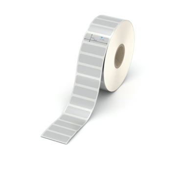 Etikett 30 x 10 mm - Polyester silbern permanent - 3000 Etiketten pro Rolle - 25 mm Hülse 
