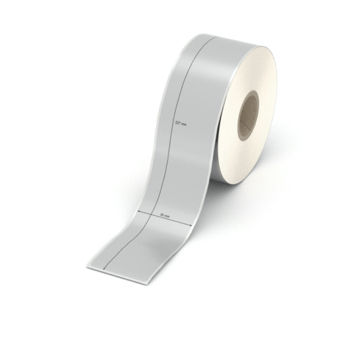 Etikett 35 x 227 mm - Polyester silbern permanent - 150 Etiketten pro Rolle - 25 mm Hülse 