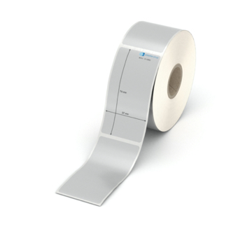 Etikett 37 x 74 mm - Polyester silbern permanent - 500 Etiketten pro Rolle - 25 mm Hülse 