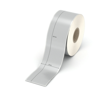 Etikett 39 x 229 mm - Polyester silbern permanent - 150 Etiketten pro Rolle - 25 mm Hülse 