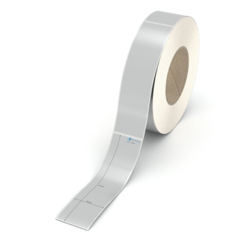 Etikett 40 x 153 mm - Polyester silbern permanent - 700 Etiketten pro Rolle - 76 mm Hülse 