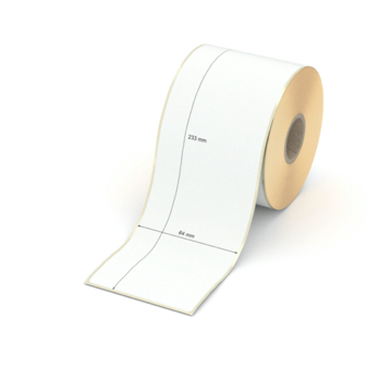 Etikett 64 x 233 mm - Transferpapier weiß permanent - 150 Etiketten pro Rolle - 25 mm Hülse 