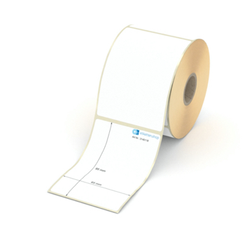 Etikett 65 x 95 mm - Thermopapier weiß permanent - 400 Etiketten pro Rolle - 25 mm Hülse 