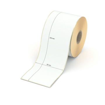 Etikett 65 x 243 mm - Transferpapier weiß leicht ablösbar - 150 Etiketten pro Rolle - 25 mm Hülse 