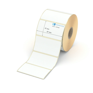 Etikett 67 x 37 mm - Transferpapier weiß leicht ablösbar - 1000 Etiketten pro Rolle - 25 mm Hülse 