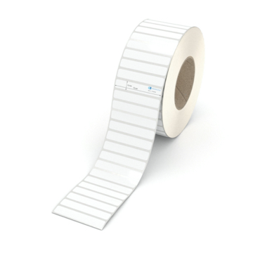 Etikett 70 x 12 mm - Polyester weiß permanent - 8000 Etiketten pro Rolle - 76 mm Hülse 