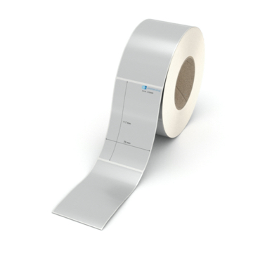 Etikett 70 x 117 mm - Polyester silbern permanent - 1000 Etiketten pro Rolle - 76 mm Hülse 
