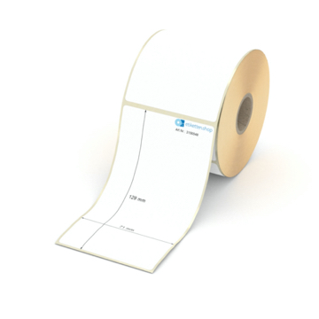 Etikett 71 x 129 mm - Thermopapier weiß leicht ablösbar - 300 Etiketten pro Rolle - 25 mm Hülse 