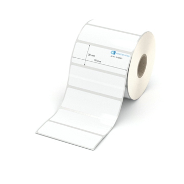 Etikett 74 x 26 mm - Polyester weiß permanent - 1300 Etiketten pro Rolle - 25 mm Hülse 