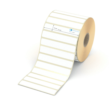 Etikett 77 x 13 mm - Thermopapier weiß permanent - 2500 Etiketten pro Rolle - 25 mm Hülse 