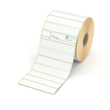 Etikett 77 x 15 mm - Transferpapier weiß leicht ablösbar - 2200 Etiketten pro Rolle - 25 mm Hülse 