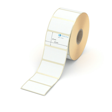 Etikett 45 x 25 mm - Transferpapier weiß leicht ablösbar - 1400 Etiketten pro Rolle - 25 mm Hülse 
