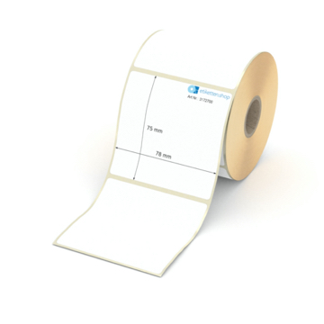 Etikett 78 x 75 mm - Thermopapier weiß permanent - 500 Etiketten pro Rolle - 25 mm Hülse 