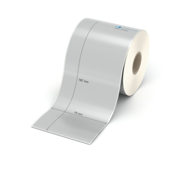 Etikett 79 x 187 mm - Polyester silbern permanent - 200 Etiketten pro Rolle - 25 mm Hülse 