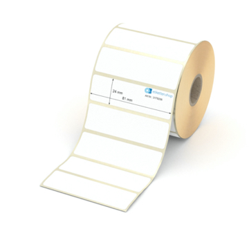 Etikett 81 x 24 mm - Thermopapier weiß leicht ablösbar - 1400 Etiketten pro Rolle - 25 mm Hülse 