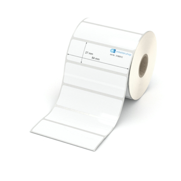 Etikett 84 x 27 mm - Polyester weiß permanent - 1300 Etiketten pro Rolle - 25 mm Hülse 