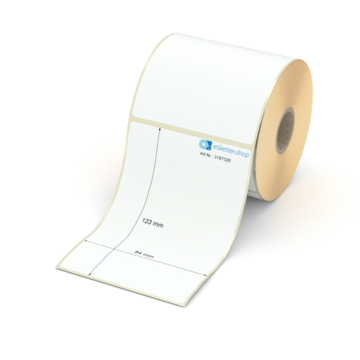 Etikett 84 x 123 mm - Transferpapier weiß leicht ablösbar - 300 Etiketten pro Rolle - 25 mm Hülse 