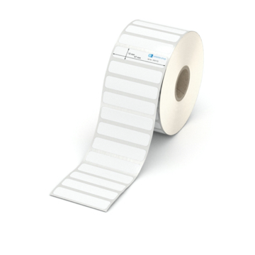 Etikett 47 x 10 mm - Polyester weiß permanent - 3000 Etiketten pro Rolle - 25 mm Hülse 