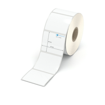 Etikett 47 x 40 mm - Polyester weiß permanent - 900 Etiketten pro Rolle - 25 mm Hülse 