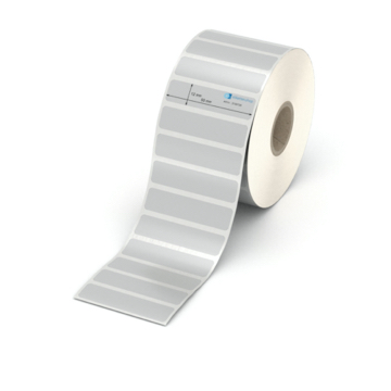 Etikett 50 x 12 mm - Polyester silbern permanent - 2600 Etiketten pro Rolle - 25 mm Hülse 