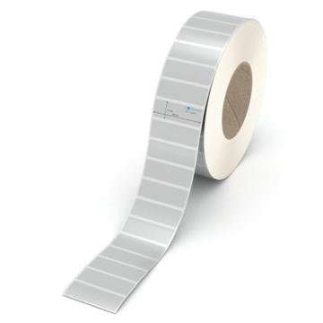 Etikett 50 x 17 mm - Polyester silbern permanent - 6000 Etiketten pro Rolle - 76 mm Hülse 