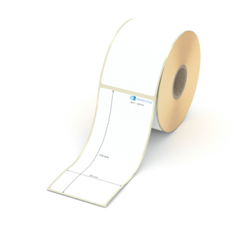 Etikett 50 x 115 mm - Thermopapier weiß leicht ablösbar - 300 Etiketten pro Rolle - 25 mm Hülse 