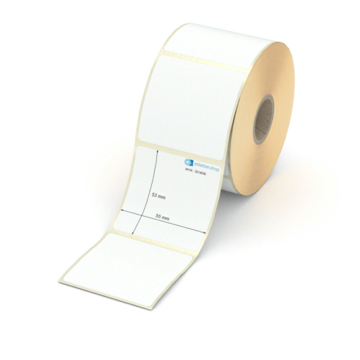 Etikett 55 x 53 mm - Transferpapier weiß leicht ablösbar - 700 Etiketten pro Rolle - 25 mm Hülse 