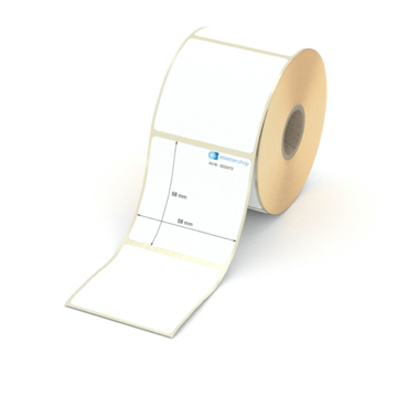 Etikett 58 x 58 mm - Thermopapier weiß leicht ablösbar - 600 Etiketten pro Rolle - 25 mm Hülse 