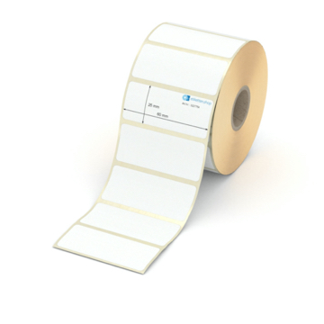Etikett 60 x 25 mm - Transferpapier weiß permanent - 1400 Etiketten pro Rolle - 25 mm Hülse 