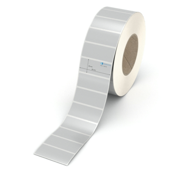Polyester Thermotransfer Etiketten auf Rolle - 76 x 51 mm - aus PET Polyesterfolie silber für Typenschilder - 1.000 Stück je Rolle - Kern 76mm