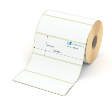 Etikett 110 x 40 mm - Transferpapier weiß permanent - 900 Etiketten pro Rolle - 25 mm Hülse 