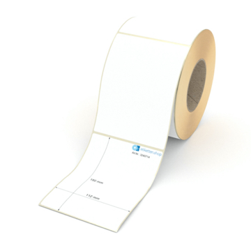 Etikett 112 x 150 mm - Thermopapier weiß permanent - 700 Etiketten pro Rolle - 76 mm Hülse 