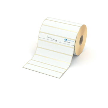 Etikett 114 x 20 mm - Transferpapier weiß leicht ablösbar - 1700 Etiketten pro Rolle - 25 mm Hülse 