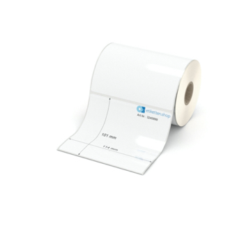 Etikett 114 x 101 mm - Polyester weiß permanent - 350 Etiketten pro Rolle - 25 mm Hülse 