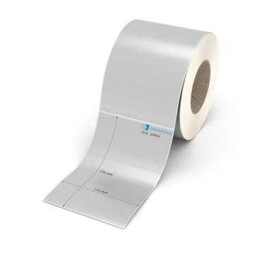 Etikett 115 x 173 mm - Polyester silbern permanent - 600 Etiketten pro Rolle - 76 mm Hülse 