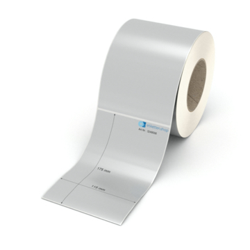 Etikett 115 x 175 mm - Polyester silbern permanent - 600 Etiketten pro Rolle - 76 mm Hülse 