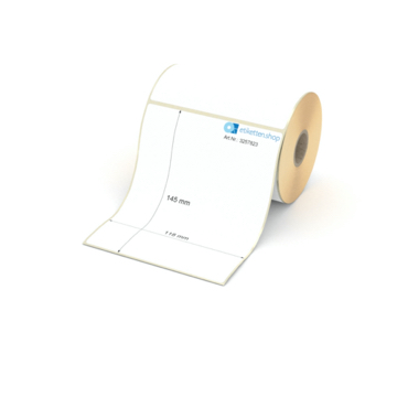 Etikett 118 x 145 mm - Thermopapier weiß leicht ablösbar - 250 Etiketten pro Rolle - 25 mm Hülse 
