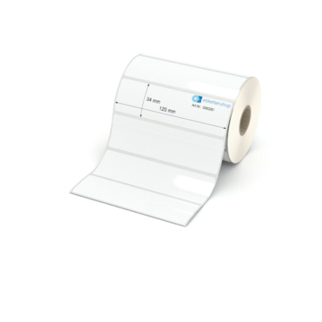 Etikett 120 x 34 mm - Polyester weiß permanent - 1000 Etiketten pro Rolle - 25 mm Hülse 