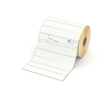 Etikett 122 x 20 mm - Transferpapier weiß leicht ablösbar - 1700 Etiketten pro Rolle - 25 mm Hülse 