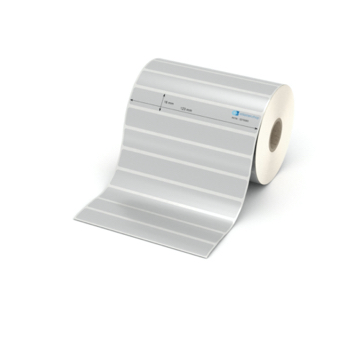 Etikett 123 x 16 mm - Polyester silbern permanent - 2100 Etiketten pro Rolle - 25 mm Hülse 