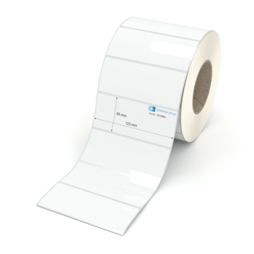 Etikett 123 x 50 mm - Polyester weiß permanent - 2200 Etiketten pro Rolle - 76 mm Hülse 