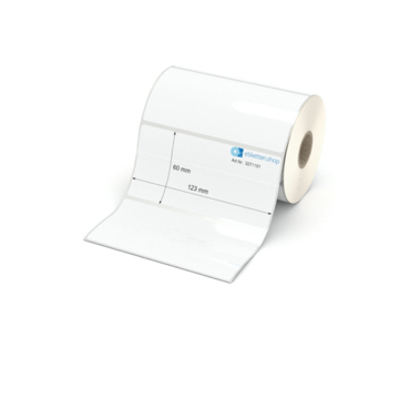 Etikett 123 x 60 mm - Polyester weiß permanent - 600 Etiketten pro Rolle - 25 mm Hülse 