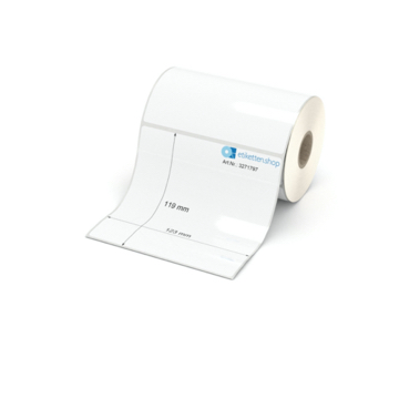 Etikett 123 x 119 mm - Polyester weiß permanent - 300 Etiketten pro Rolle - 25 mm Hülse 